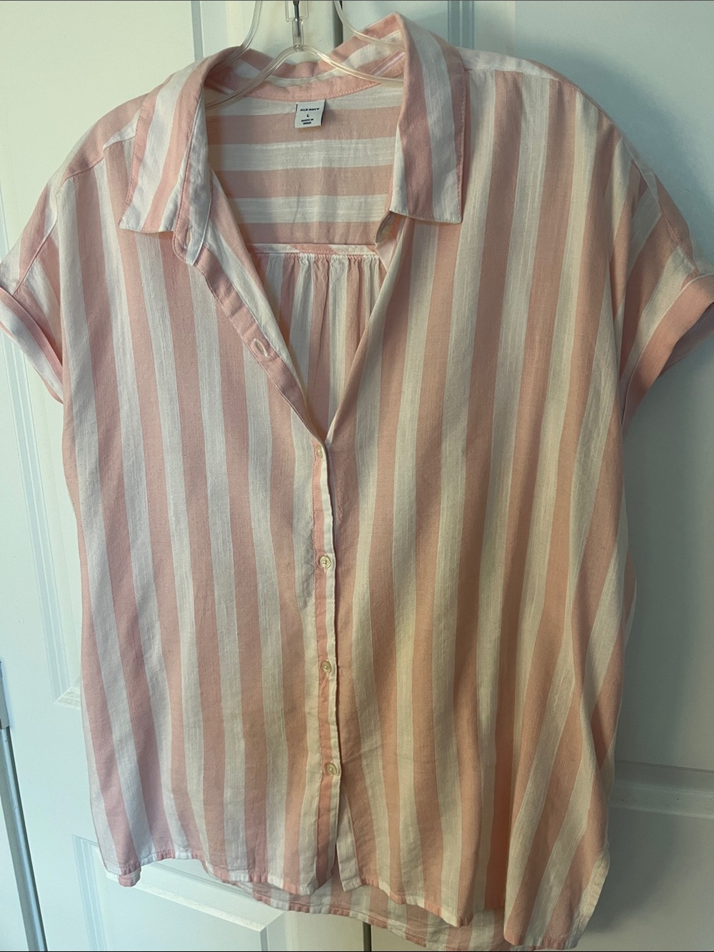 Old Navy Pink and White Striped Button-Down Shirt